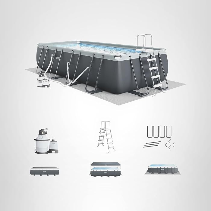 INTEX Ultra XTR 24 ft x 12 ft 52 in Above Ground Pool Set, Rectangular Swimming Pool with Steel F... | Amazon (US)