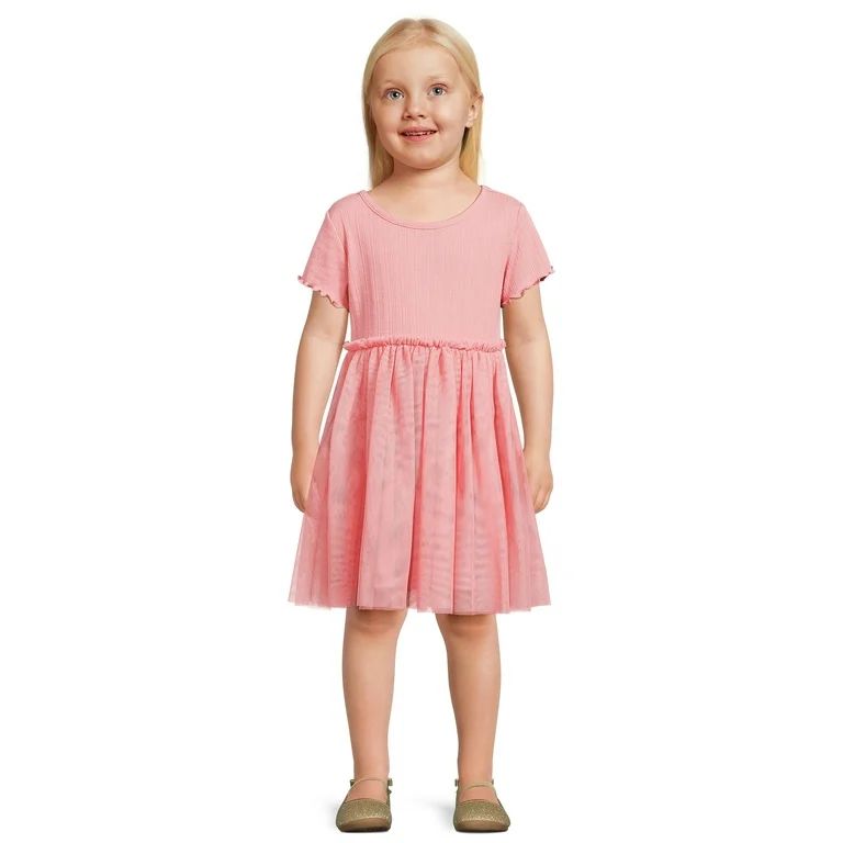 Wonder Nation Toddler Girl Play Dress with Tulle Skirt, 12M-5T - Walmart.com | Walmart (US)