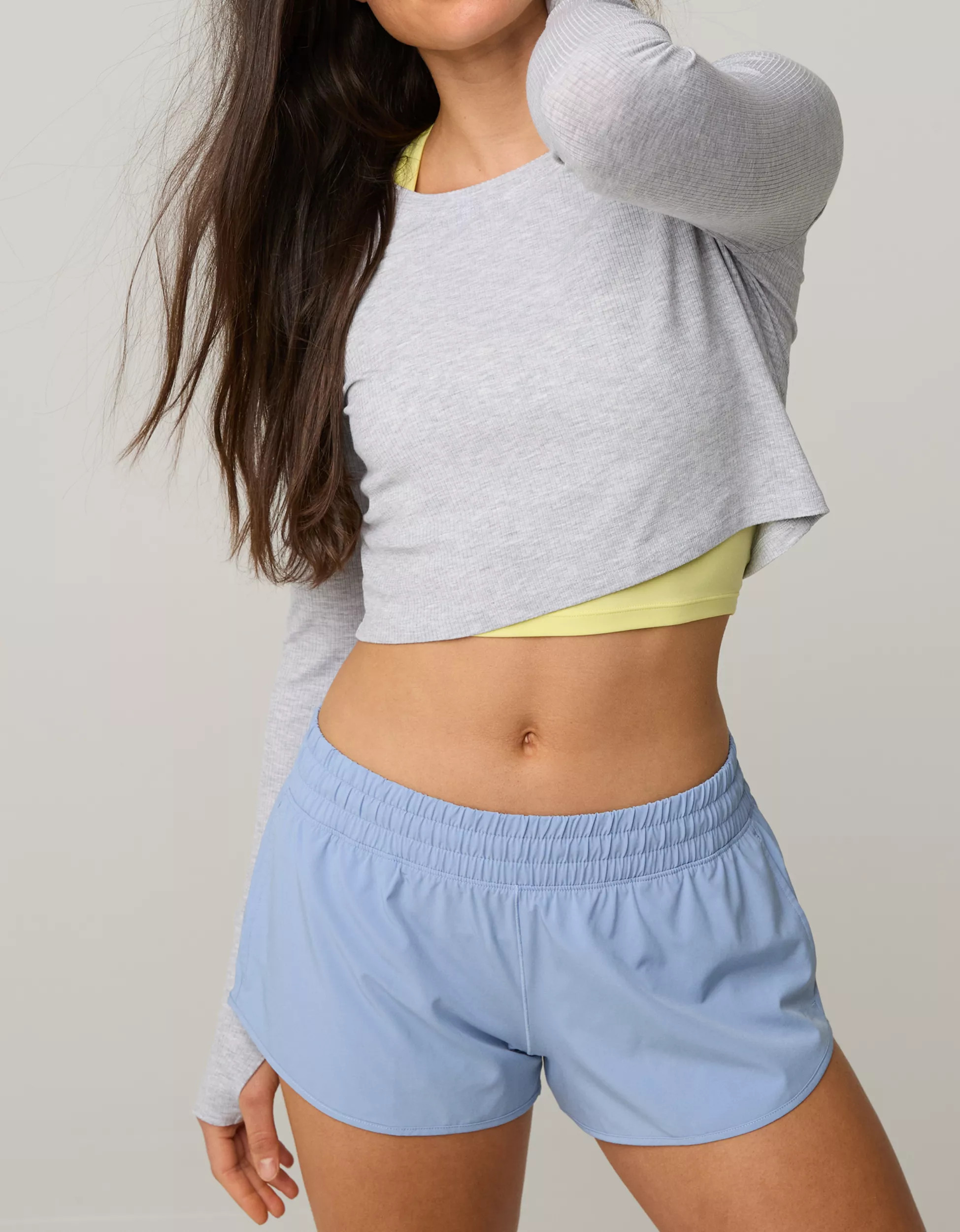 OFFLINE By Aerie Thumbs Up Ribbed Long Sleeve T-Shirt | American Eagle Outfitters (US & CA)