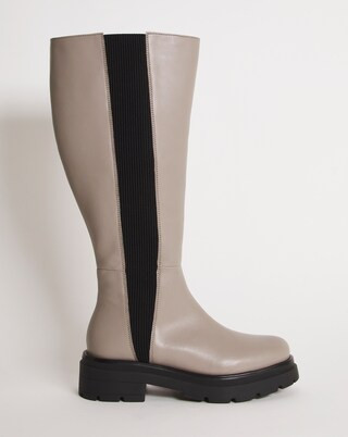 Calista Knee High Chelsea Boots Ex Wide Fit Super Curvy Calf | Simply Be | Simply Be (UK)