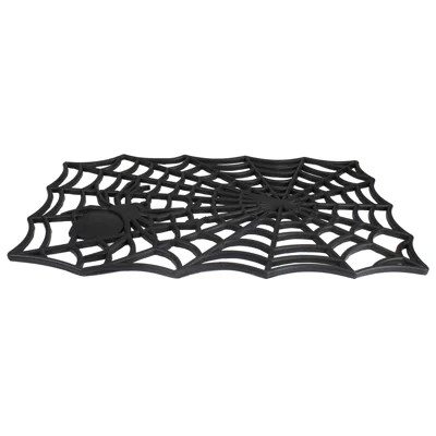 Black Spider Web Rectangular Halloween Doormat 18" x 30 | Wayfair North America