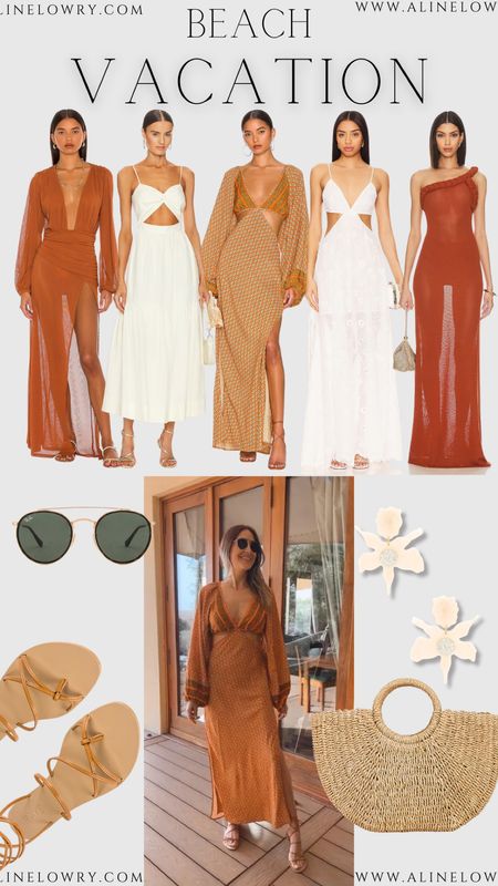 Beach vacation outfit ideas. Staple summer dresses, orange dresses, white summer dresses. Beach accessories. 

#LTKU #LTKover40 #LTKstyletip