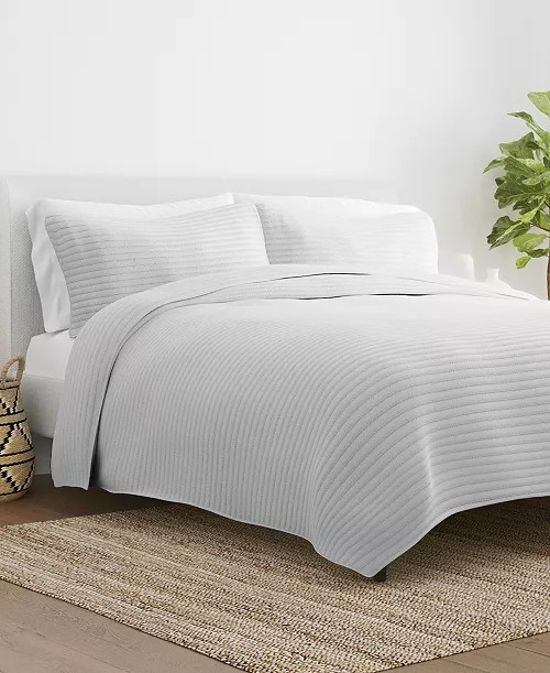 ienjoy Home All Season Stripe Stitch Quilt Set Collection - Macy's | Macy's