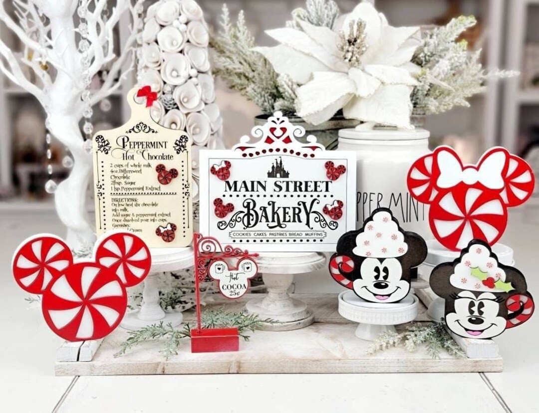 Mickey and Minnie Peppermint Tray Decor - Disney Christmas Peppermint Decorations - Etsy | Etsy (US)