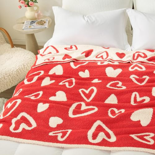 Snuggle Sac Valentines Heart Throw Blanket for Couch, Knitted Super Soft Cozy Blankets Gifts for Her, Microfiber Fuzzy Throws for Couch, Heart Love, 50x60 inches | Amazon (US)
