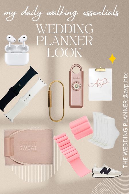 Walk This Way with The Wedding Planner! 🏃‍♀️ Stepping out with my must-haves: comfy sneakers, Bala bangles for added challenge, a cooling sweat band, my favorite tunes on headphones, a reliable fitness tracker, and the Birdie alarm for safety. Let’s get those steps in! #WalkingEssentials #TheWeddingPlannerMoves

#LTKfindsunder50 #LTKfitness