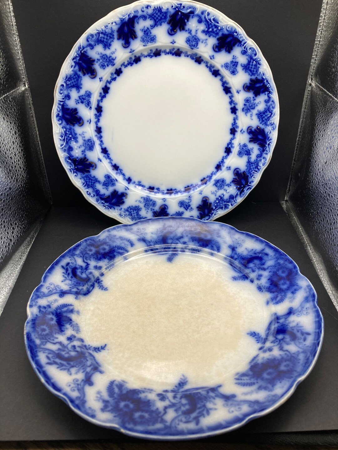 Pair of antique flow blue 9” plates. W&E Corn, Johnson Brothers , England | Etsy (US)