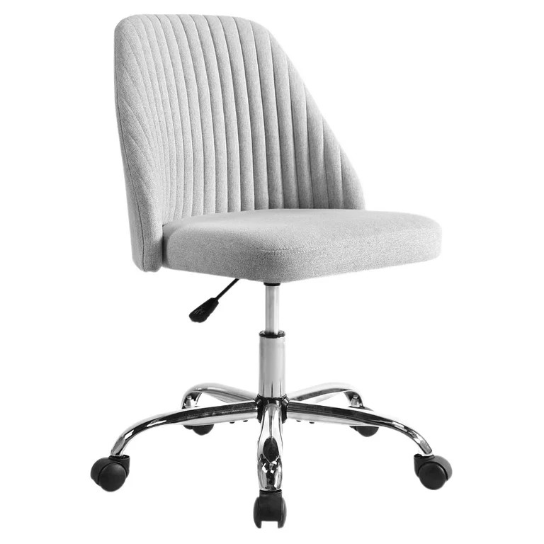 Yoyomax Home Office Chair, Mid Back Fabric Upholstered Chair Armless Desk Chair for Bedroom, Vani... | Walmart (US)