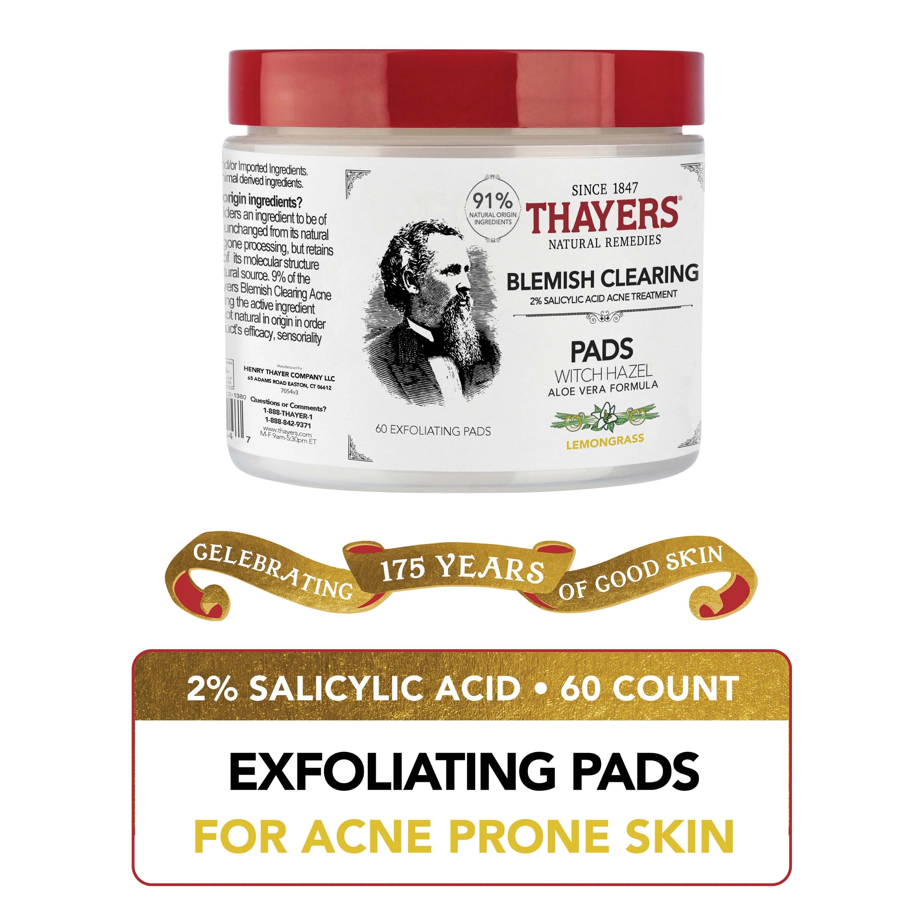 Thayers Blemish Clearing Salicylic Acid and Witch Hazel Acne Pads, 60 Count | Walmart (US)