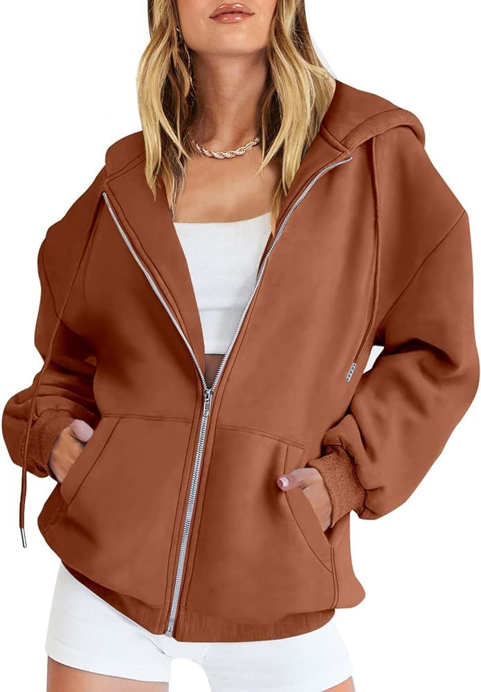 ANRABESS Women's Oversized Zip Up Hoodies Sweatshirts Y2K Clothes Teen Girl Fall Casual Drawstrin... | Amazon (US)