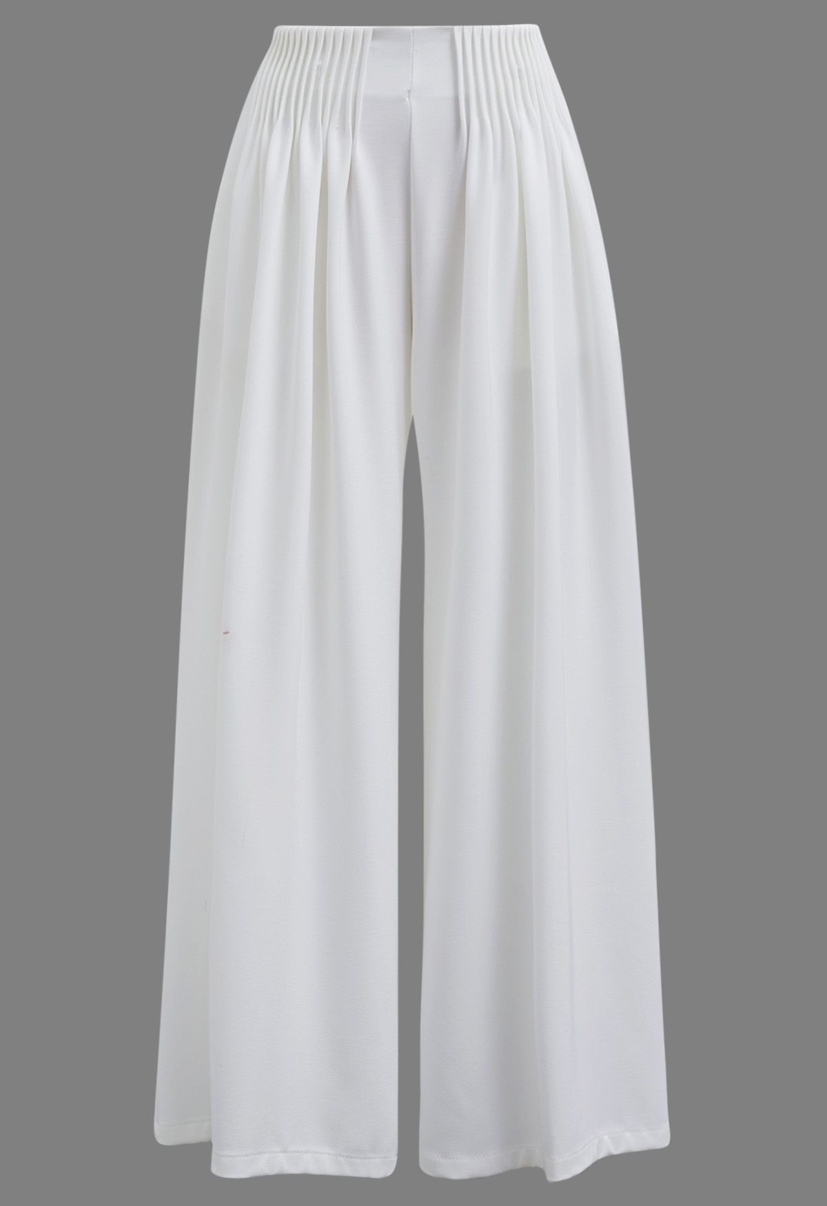 Accordion Pleats Waist Wide-Leg Pants in White | Chicwish