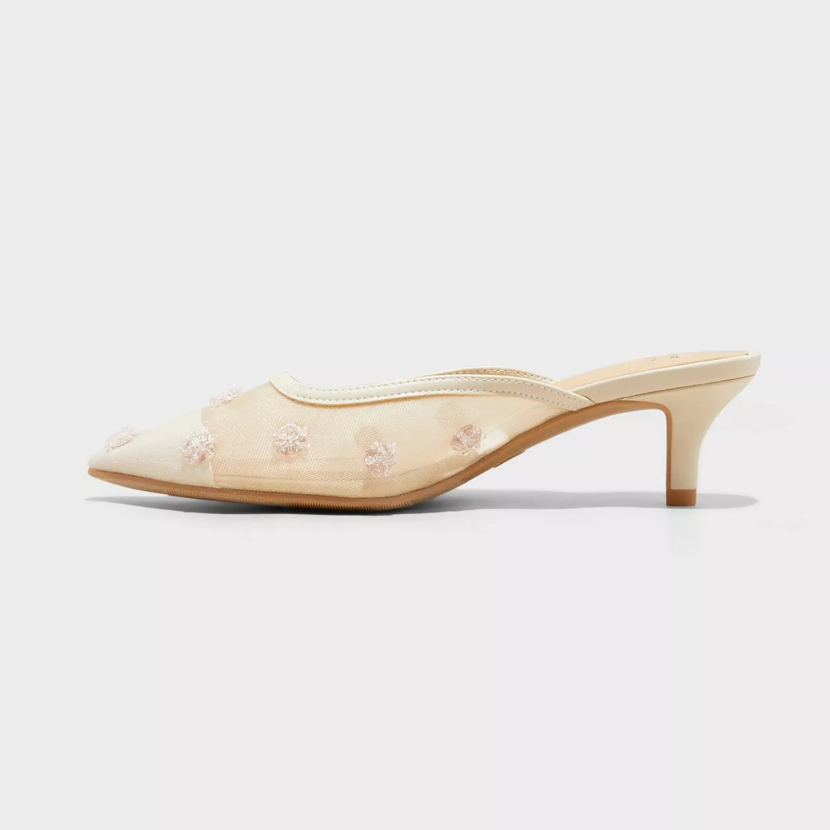 Women's Delilah Embellished Floral Mule Heels - A New Day™ Beige 7.5 | Target