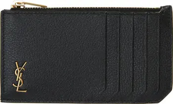 Saint Laurent Fragments Monogram Leather Zip Card Case | Nordstrom | Nordstrom