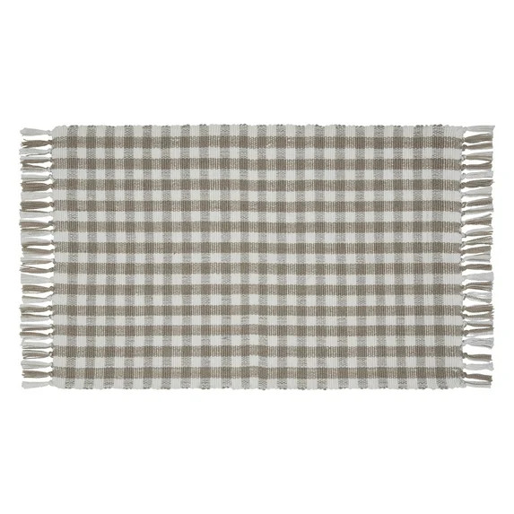 My Texas House Taupe Gingham Fringe Indoor/Outdoor Layering Rug, 24" x 38" | Walmart (US)
