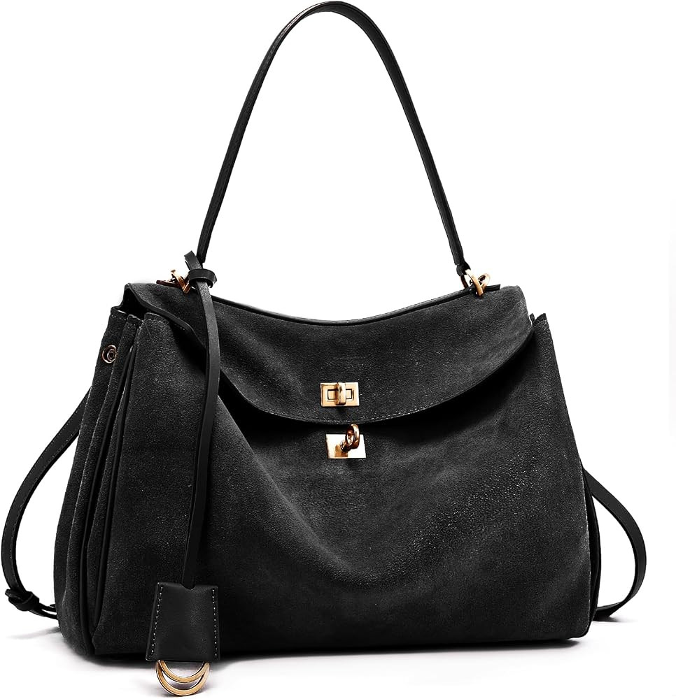 Suede Leather Tote Bag for Women: Fashion Shoulder Handbag Ladies Top-handle Satchel Purse for La... | Amazon (US)