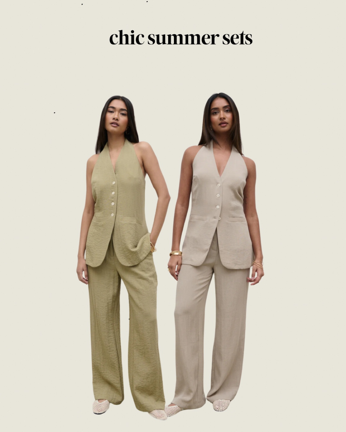 Halter neck matching spring summer sets. Holiday outfits. Loose trouser 

#LTKsummer #LTKuk #LTKeurope