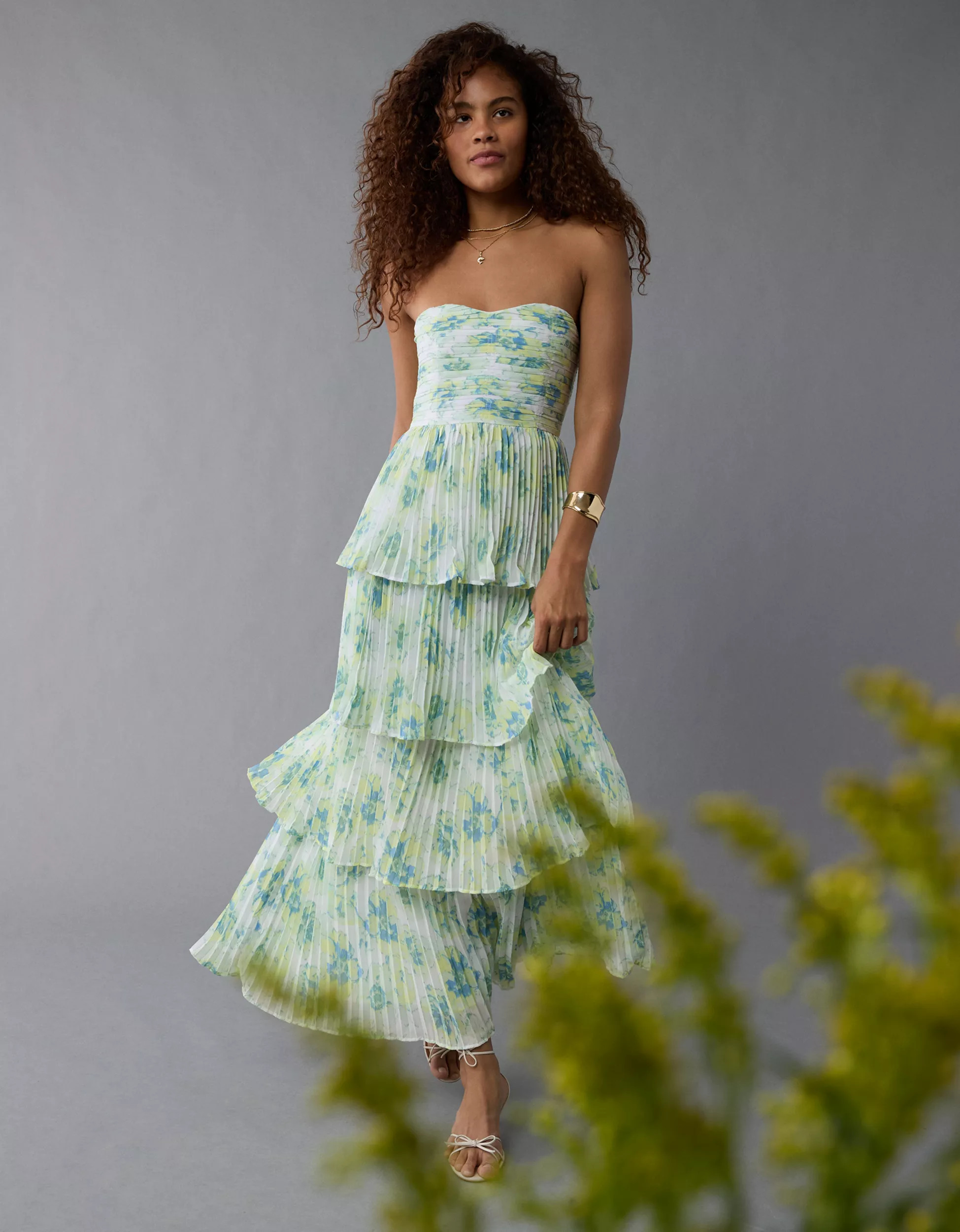 AE Tiered Pleated Maxi Dress | American Eagle Outfitters (US & CA)
