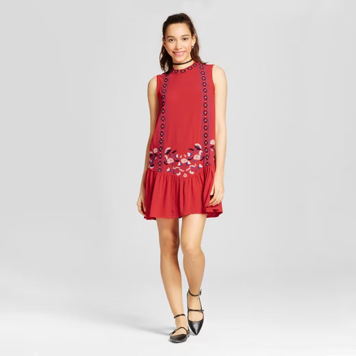 Women's Drop-waist Dress - Xhilaration™ (Juniors') Crimson | Target