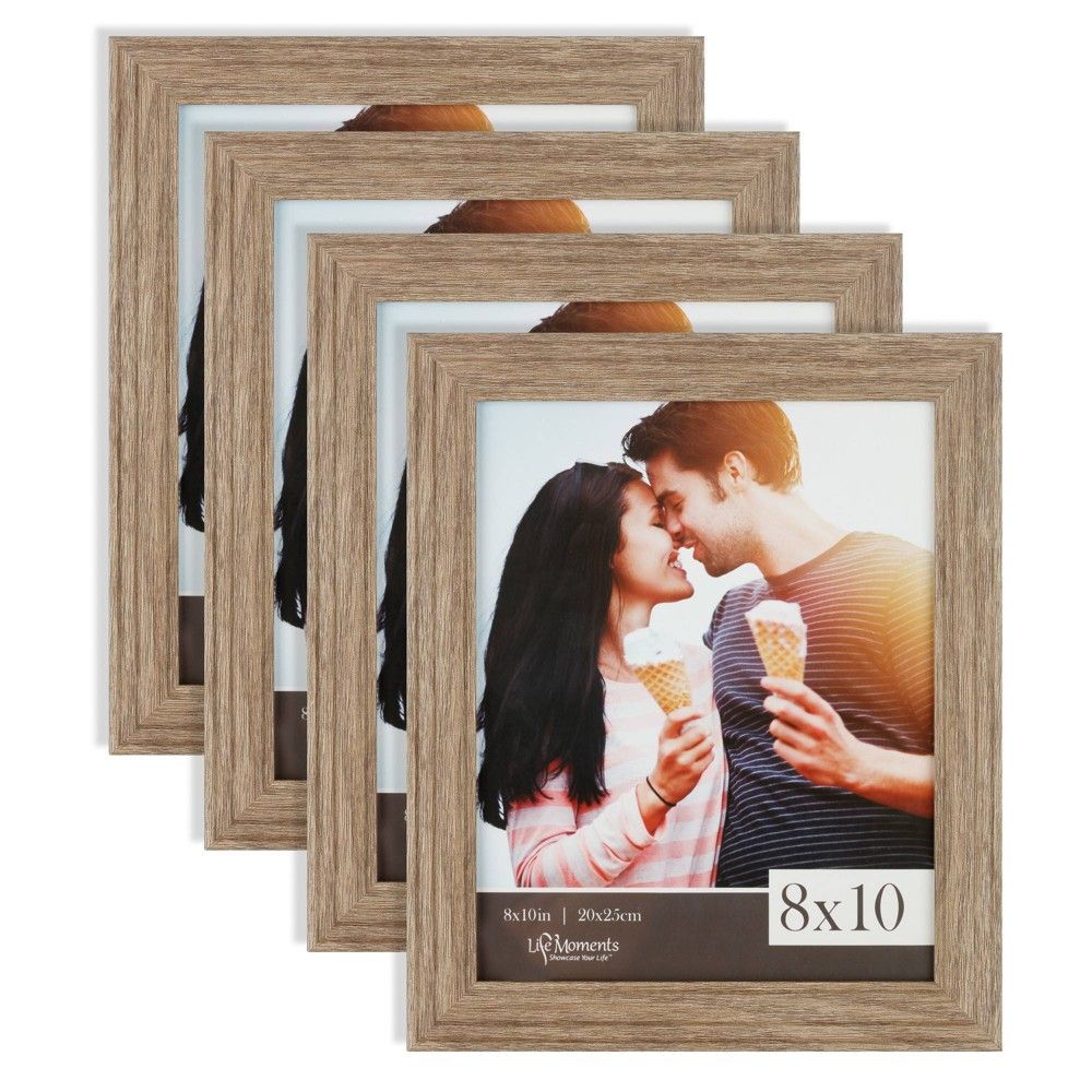 4pc (8"" x 10"") Farmhouse Barn Wood Tabletop or Wall Mount Picture Frames - Life Moments | Target