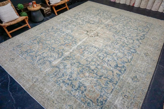 11 x 141 Classic Vintage Rug Denim Blue  Sage 60s Carpet | Etsy | Etsy (US)