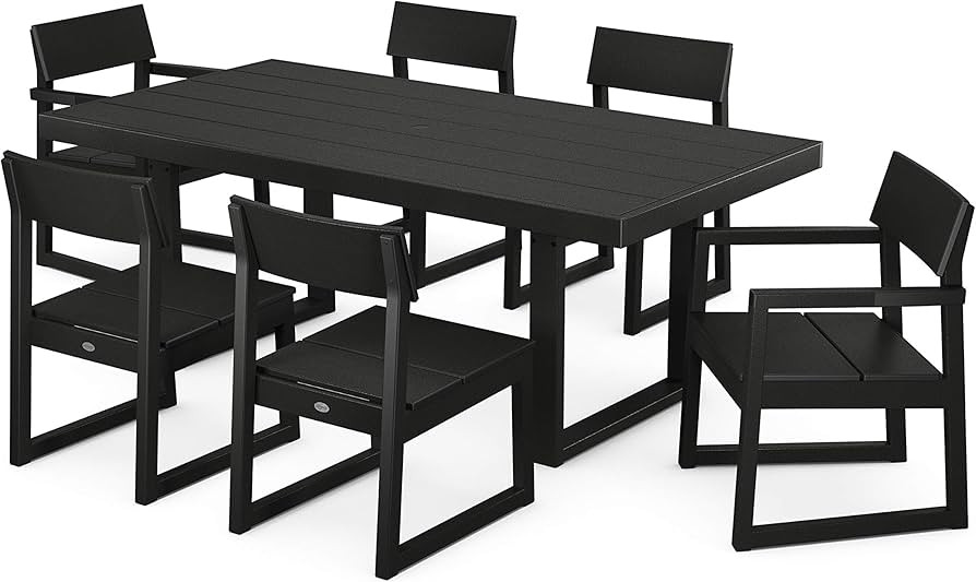 POLYWOOD® Edge 4 Person Outdoor Dining Set, Black HDPE Patio Furniture, Composite Patio Table Se... | Amazon (US)