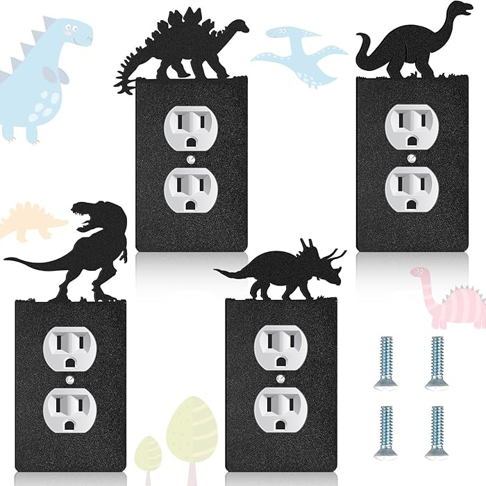 Peryiter 4 Pcs Dinosaur Light Switch Cover Wall Plate Outlet Single Toggle Light Switch Plates Co... | Amazon (US)