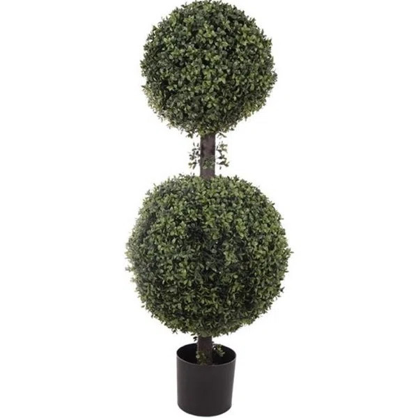 Artificial Double Ball Floor Boxwood Topiary in Pot Liner Liner | Wayfair North America