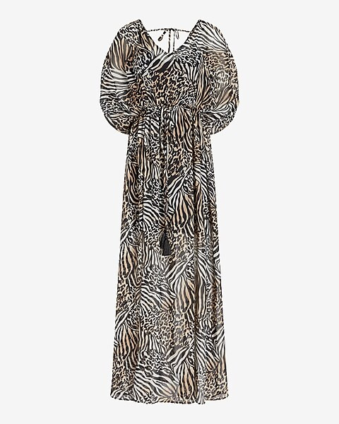Rachel Zoe Animal Print Tie Waist Maxi Dress | Express