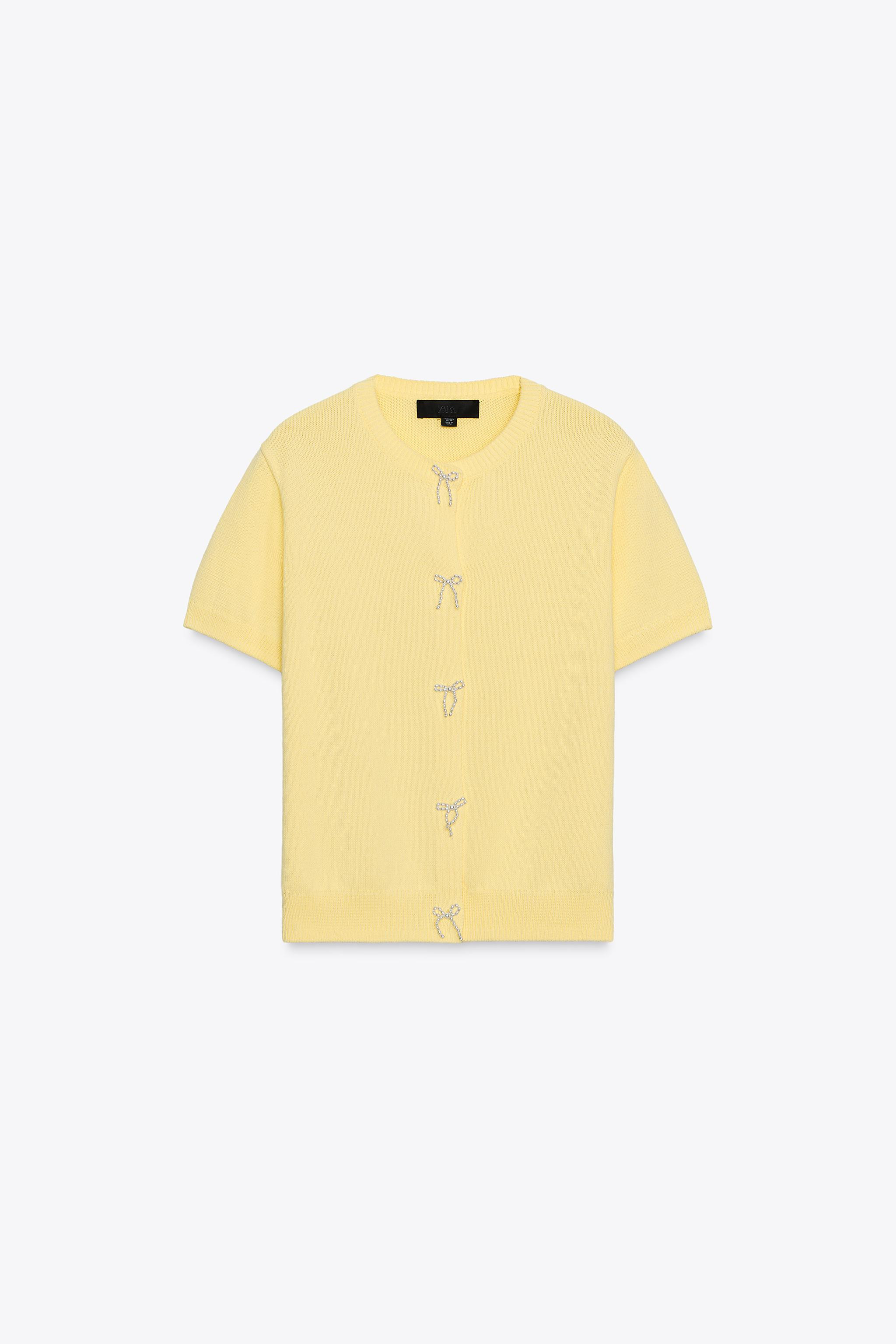 CARDIGAN WITH FAUX PEARL TIES | Zara US