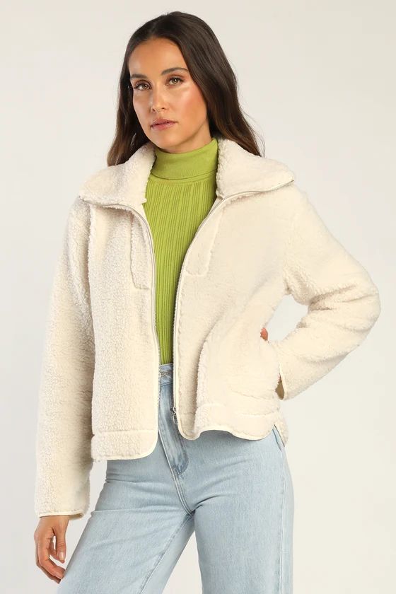 Snuggly Sweetheart Cream Teddy Jacket | Lulus (US)