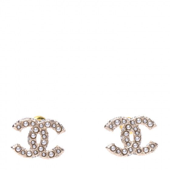 Pearl CC Earrings Light Gold | Fashionphile