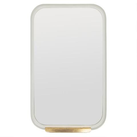 Rectangular White Mirror With Gold Ledge | World Market