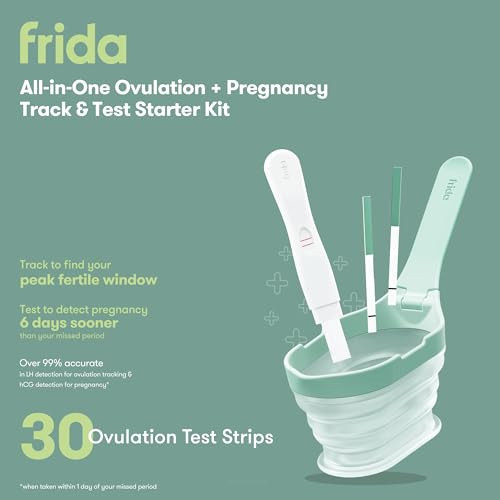 Frida Fertility All-in-One Ovulation & Pregnancy Test Kit – 30 Easy at-Home LH Strips, Ovulation Tracker, 2 Early Detection Pregnancy Tests & Reusable No-Mess Pee Cup | Amazon (US)