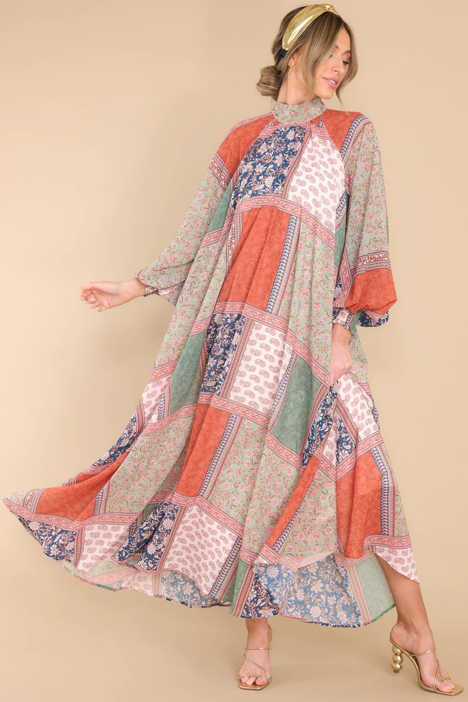 See The Big Picture Apricot Orange Multi Print Maxi Dress | Red Dress 