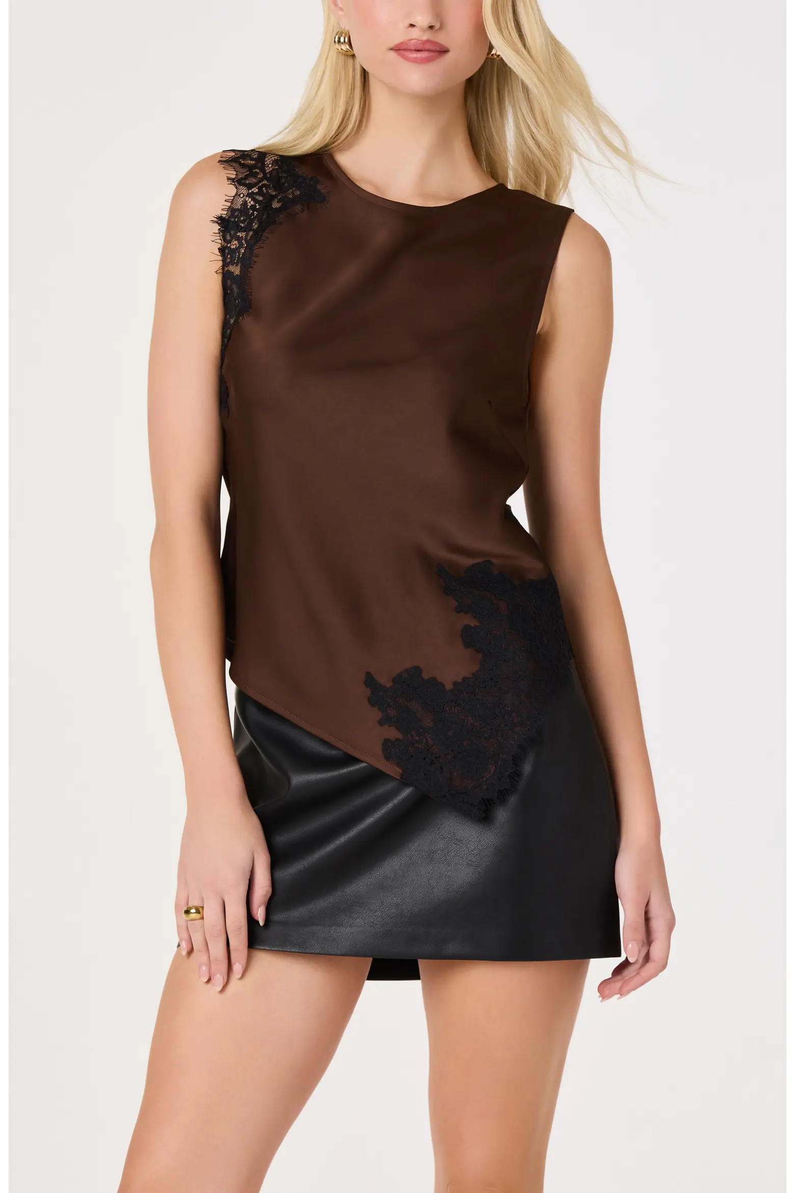 ASTR the Label Beth Lace Detailed Asymmetric Top (Women) | Nordstrom | Nordstrom