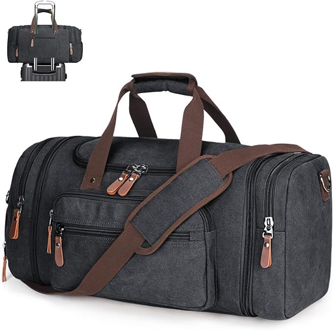 FITMYFAVO Canvas Duffle Bag (45L/55L) for Men,Expandable Capacity Travel/Overnight/Weekend Bag wi... | Amazon (US)