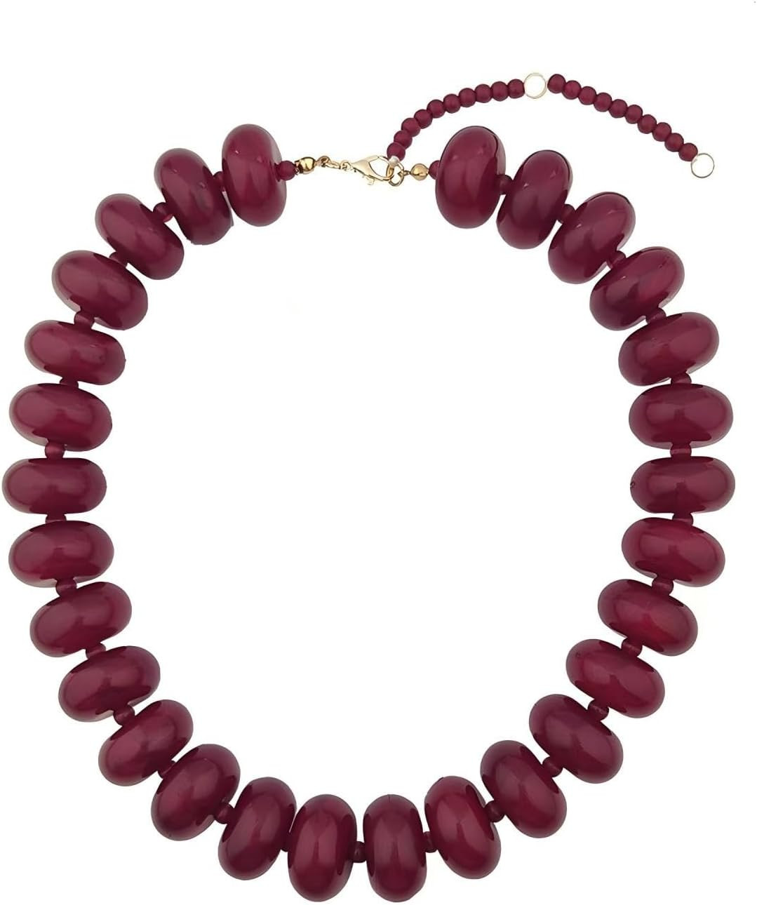 Chunky Beaded Statement Necklace for Women, Colorful Rondelle Bead, Bohemian Style, Adjustable Length, Summer Beach Accessory | Amazon (US)
