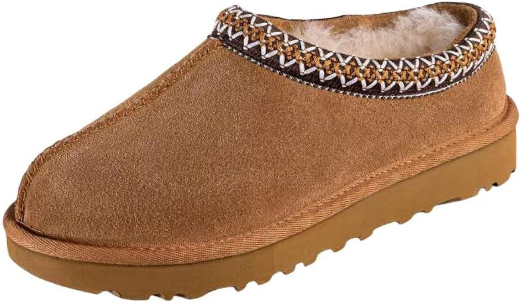 Women's Slipper Slip On For Women Suede Leather Indoor/Outdoor Comfy Fur Fleece Lined Short Mini ... | Amazon (US)