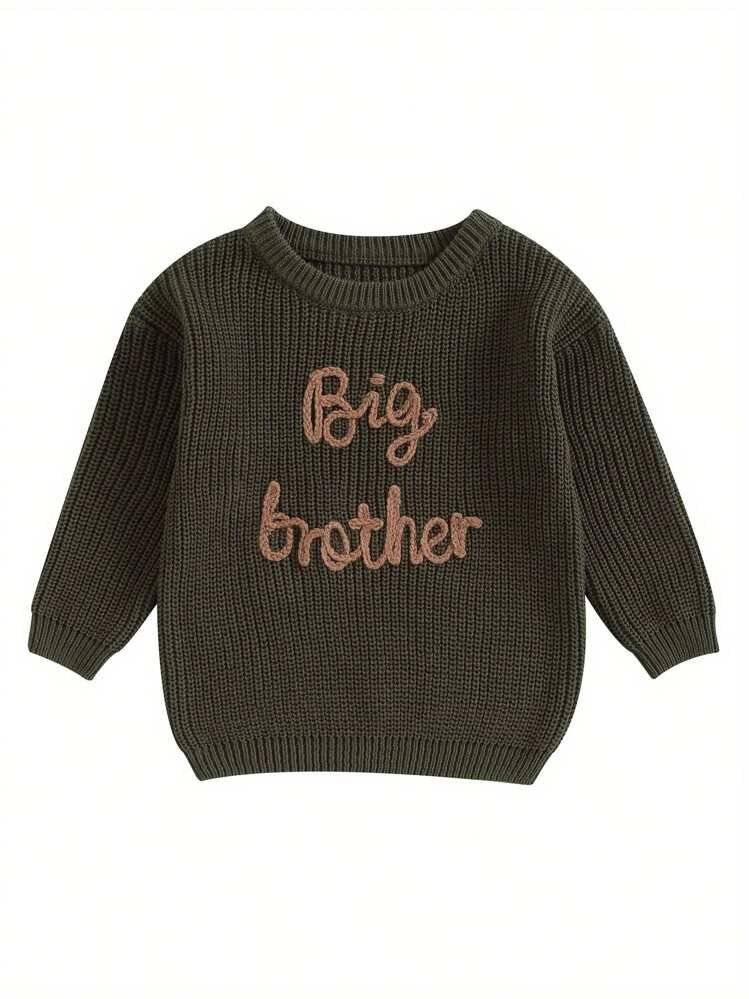 Toddler Baby Boy Big Brother Knit Sweater Fall Winter Warm Knitted Sweatshirt Pullover Top | SHEIN