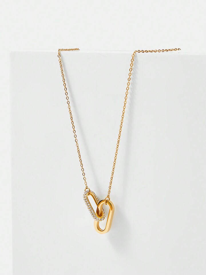 MOTF PREMIUM GOLD-PLATED CUBIC ZIRCONIA GEOMETRIC NECKLACE | SHEIN | SHEIN