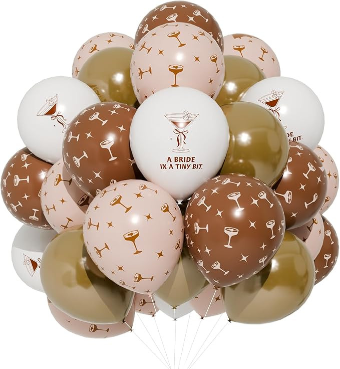Gejoy 60 Pcs 12" Espresso Martini Balloons Bachelorette Party Decorations, a Bride in a Tiny Bit ... | Amazon (US)
