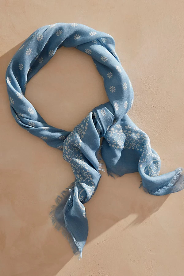 Daisy Feather Bandana by Free People, Chambray, One Size | Free People (Global - UK&FR Excluded)
