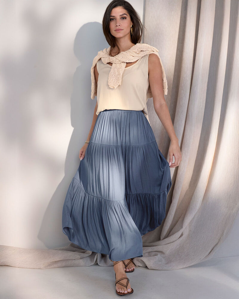 Satin Tiered Maxi Skirt | Cotton Traders (UK)