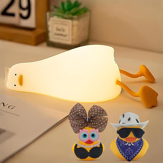 Lying Flat Duck Silicone Night Light, Cute Ducky Lamp with Gifts,Squishy Animal Nursery Nightligh... | Amazon (US)