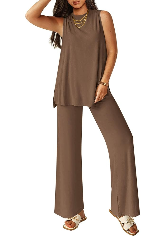 PRETTYGARDEN Women's 2 Piece Lounge Set 2025 Summer Casual Loose Tank Top Wide Leg Pants Matching... | Amazon (US)