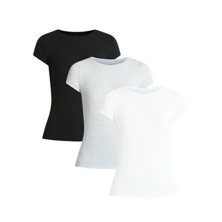 No Boundaries Crew Neck Tee with Short Sleeves, 1 or 3-Pack, Women’s Sizes XXS-XXL | Walmart (US)