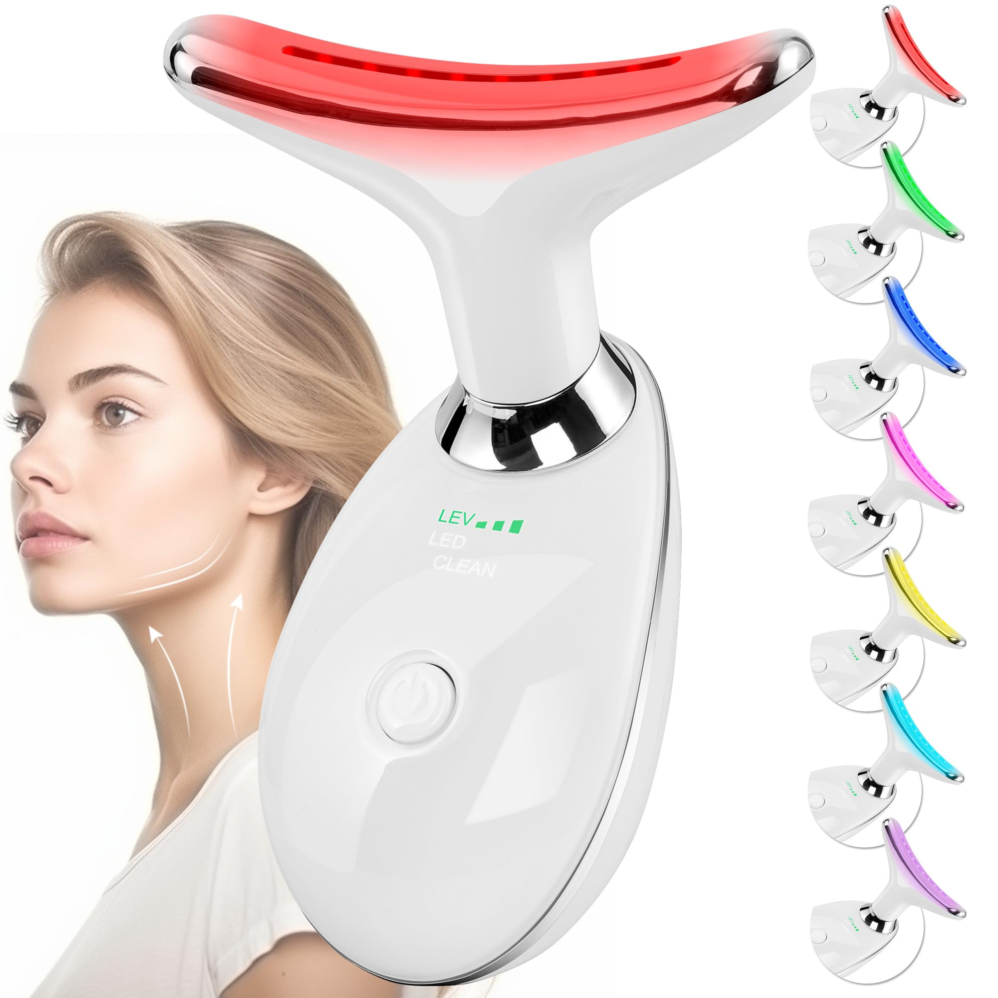 Facial Massager Red-Light-Therapy-for-Face and Neck, Face 𝖲 culpting Wand with 7 Color (White) | Amazon (US)