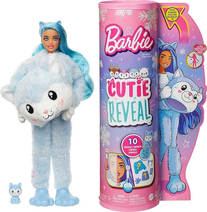 Barbie Doll, Cutie Reveal Husky Plush Costume Doll with 10 Surprises, Mini Pet, Color Change and ... | Amazon (US)