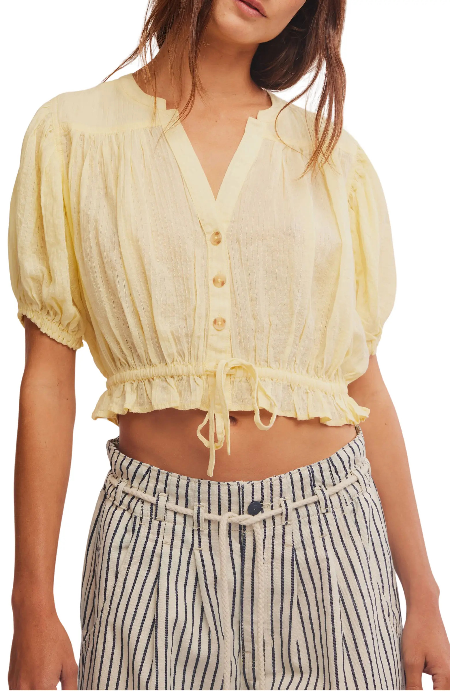 Free People Little Cloud Button-Up Crop Top | Nordstrom | Nordstrom