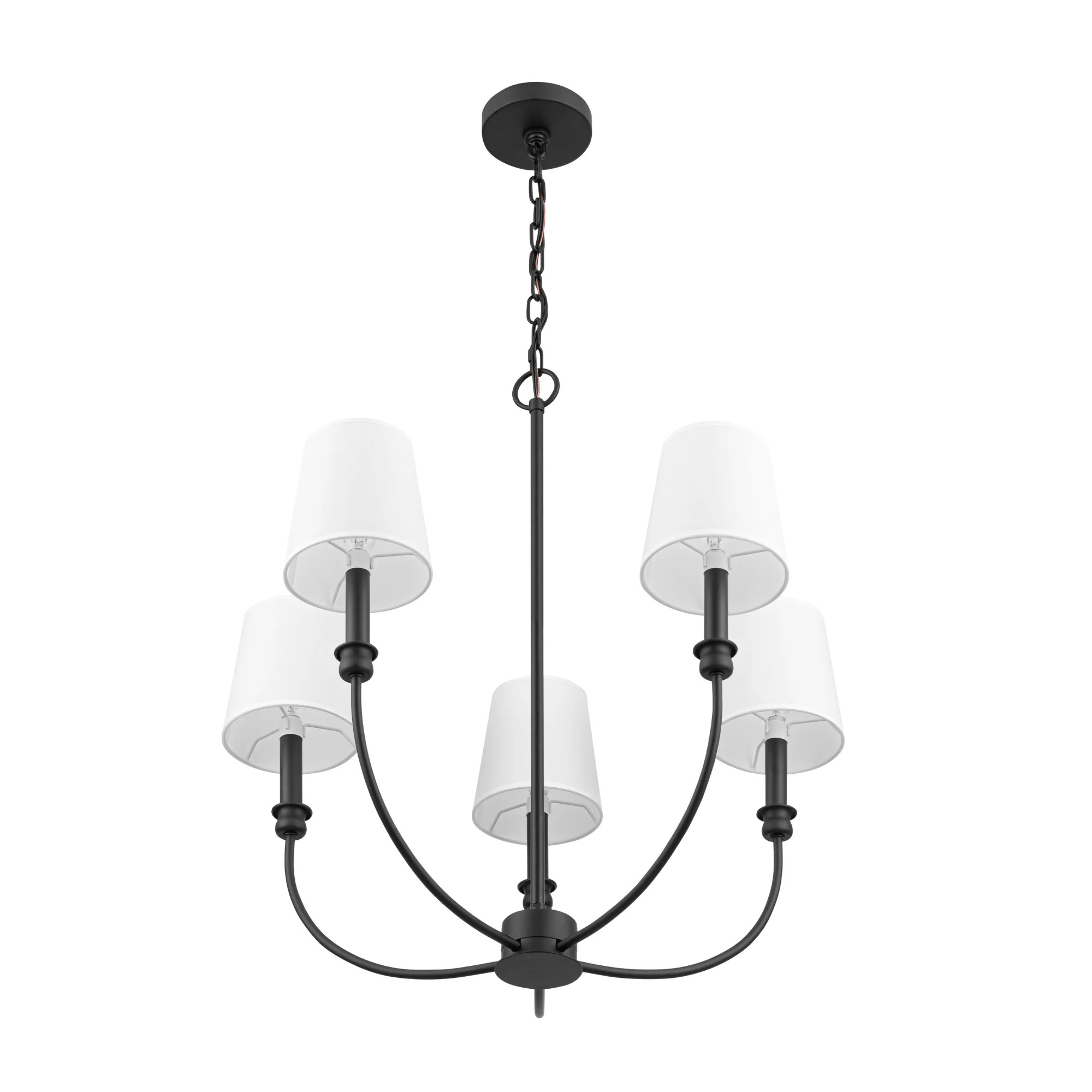 Prominence Home Billet Matte Black 5-Light Chandelier with Fabric Shades | Walmart (US)